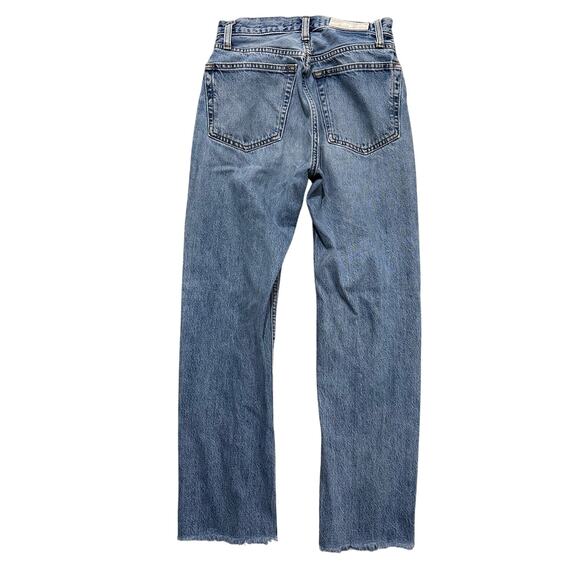 RE/DONE Jeans Womens 26 Blu 70s High Rise Stove Pipe Straight Leg Fringe Raw - Picture 9 of 9